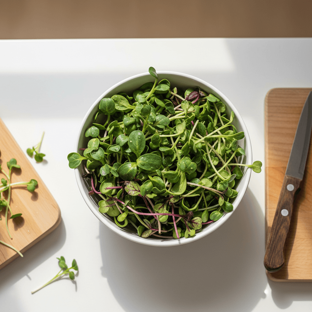 Glass meal prep container with chopped vegetables in a bright kitchen